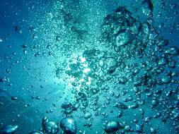 air bubbles in blue water