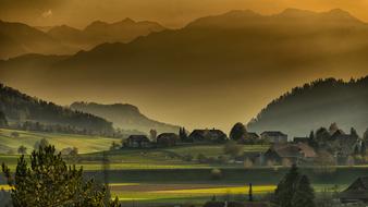 autumn twilight over rural landscape