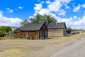 wooden buildings at Bannack State Park in Montana