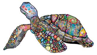 sea turtle with colorful pattern, drawing