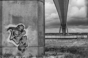 Bridge Normandy old person drawing