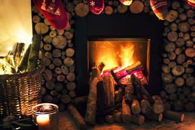 christmas evening near the fireplace