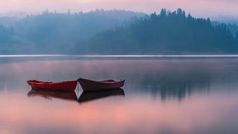 two boats on Lake Czorsztyn in Poland