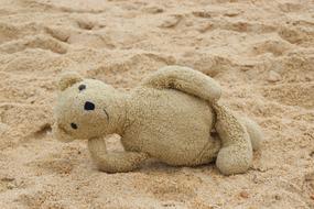 Teddy Bear laying on Beach