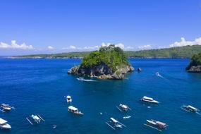 tourist boats off the coast of Bali
