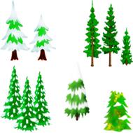 christmas pine snow trees drawing
