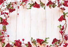 christmas frame with red berries