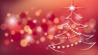 background christmas tree red banner drawing