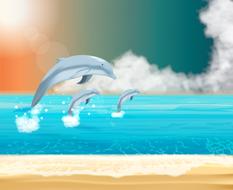 dolphins in the sea as a watercolor painting