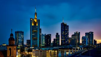 panoramic view of frankfurt at night