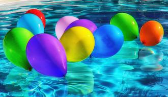 colorful balloons in the pool