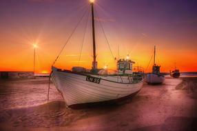 magnificent Boats Sunset Sea