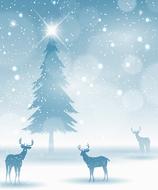 deer in snow christmas drawing