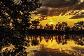 romantic twilight over the lake