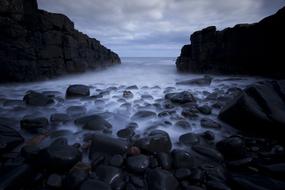 dark twilight over the rocky coast
