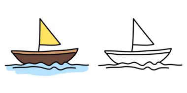 sail boat on water, sketch
