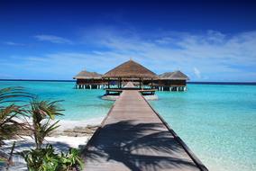 photo of a wooden pier in the Maldives