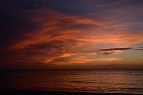 red clouds in Sunset afterglow at dusk