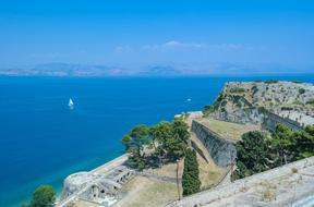 panoramic view of the picturesque coast of corfu