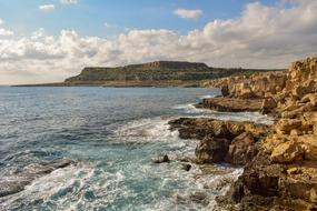 Beautiful rocky coast of Cavo Greko on Cyprus, Greece in winter