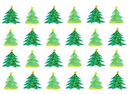 Green Christmas trees on white background