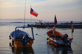 moored boats in the evening