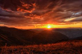 Beautiful landscape of the KaÃ§kars mountains at colorful sunset, in Turkey