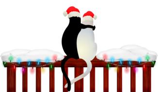 clipart of cats onchristmas fence