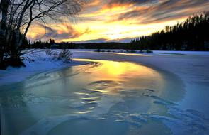 Landscape of Sunset at Winter