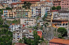 panorama of colorful houses on the Mediterranean coast in Italy