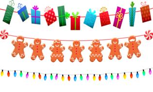 christmas garland as a drawing