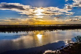 scenic Sunset mirroring on Water, cyprus, paralimni