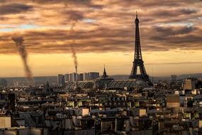 amazing Paris Eiffel Tower and smog