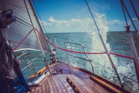 sea spray on the deck of a yacht on a sunny day