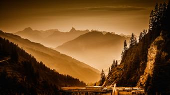 evening photo of the Arlberg mountain range in Austria