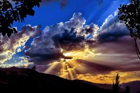 Beautiful landscape of the KaÃ§kars, with the silhouettes, in Turkey, at colorful and beautiful sunset in the clouds