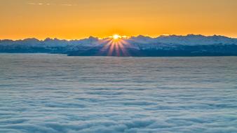 landscape of Sunrise over the Sea Of Fog