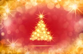 Beautiful and colorful Christmas tree with lights, at background with bokeh lights, clipart