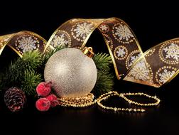 Christmas decorations at black background
