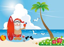 clipart of santa claus at beach