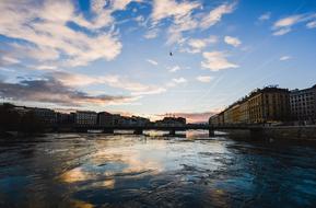 panorama of the city river in Geneva, Switzerland