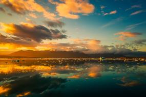 sunrise reflected in a lake in iceland