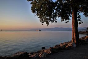 morning twilight over a lake in switzerland