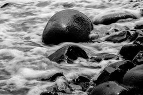 monochrome photo of Beach The Sea Crashes