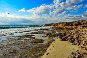 boulders and stone slabs on the shore in Ayia Napa, Cyprus