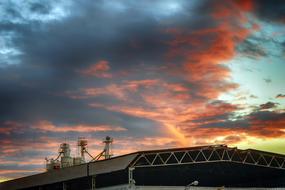 clouds at dawn over the building