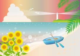 clipart of the sea beach and lighthouse