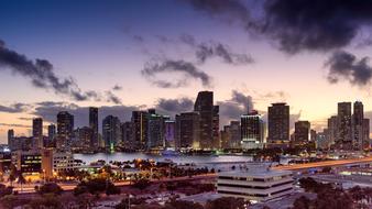 Miami evening city panorama, Florida