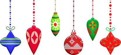 Christmas ornaments on the white background