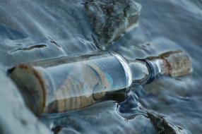 closed bottle with message in water